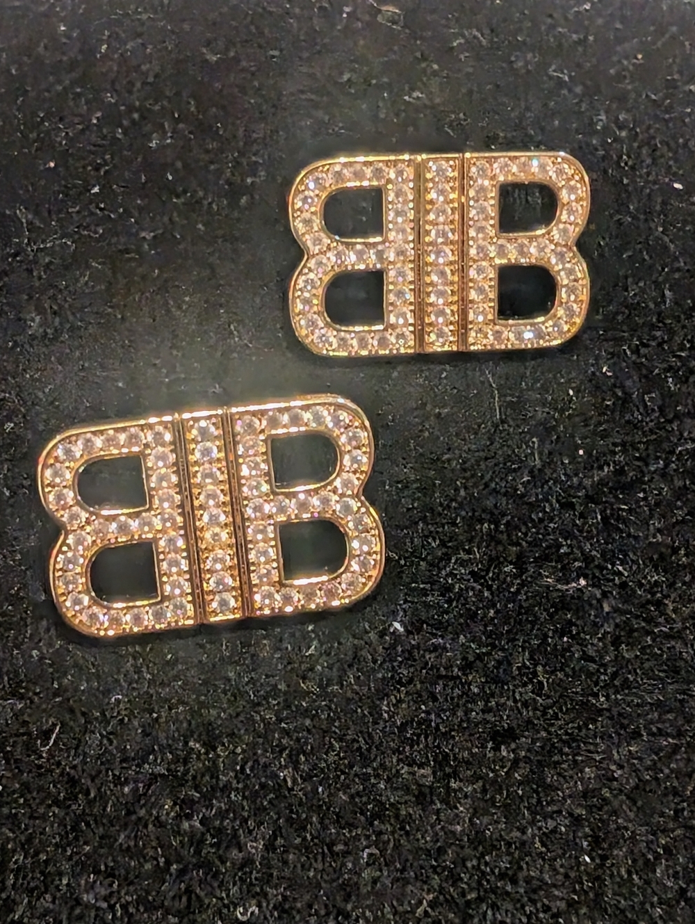 Balenciaga Gold Double B Logo Earrings